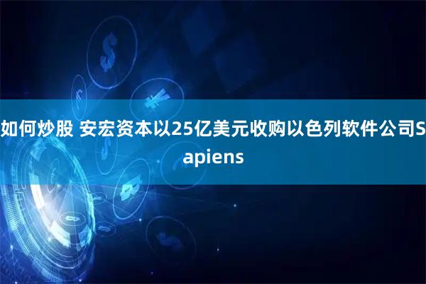 如何炒股 安宏资本以25亿美元收购以色列软件公司Sapiens